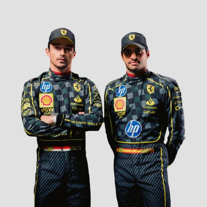Black Carbon  Fibre Pattern Motorsport Racing Suit