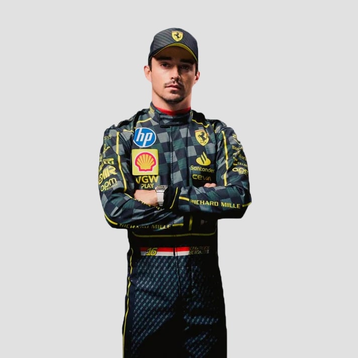 Black Carbon  Fibre Pattern Motorsport Racing Suit