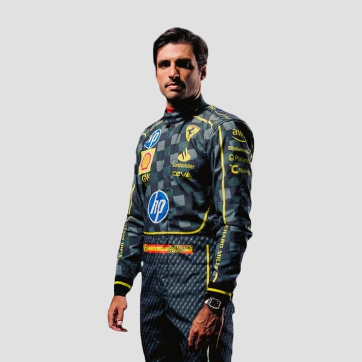 Black Carbon  Fibre Pattern Motorsport Racing Suit