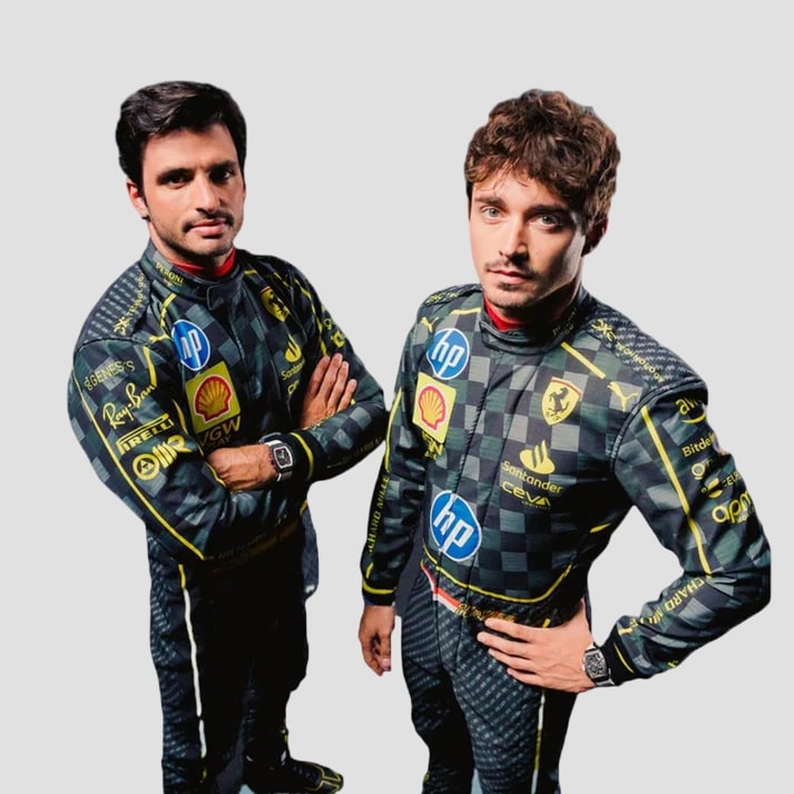 Black Carbon  Fibre Pattern Motorsport Racing Suit