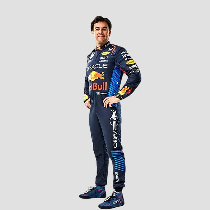 Black Racing Suit with Blue Stripes