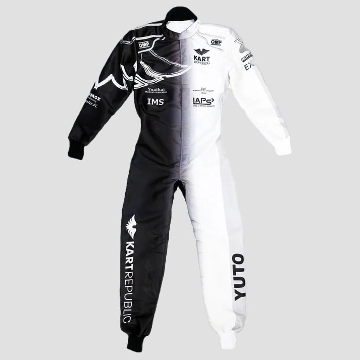 Black & White Pro Kart Racing Suit