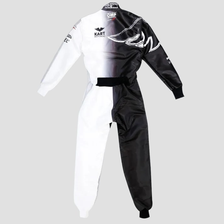 Black & White Pro Kart Racing Suit