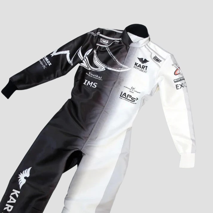Black & White Pro Kart Racing Suit