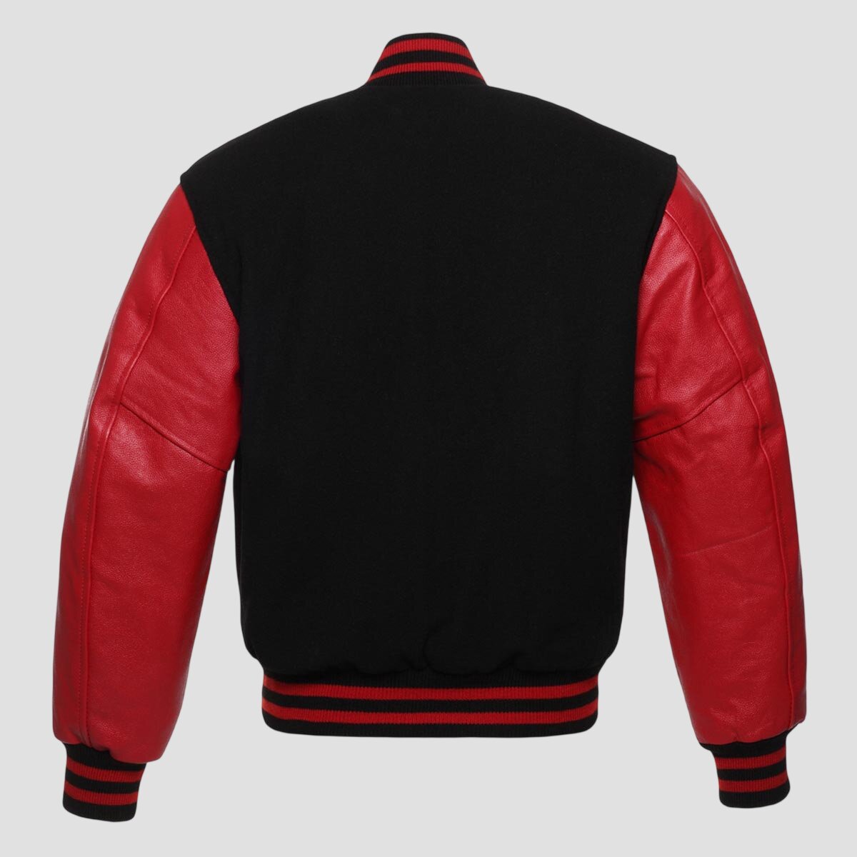 Men Classic Black and Red Baseball Varsity Jacket