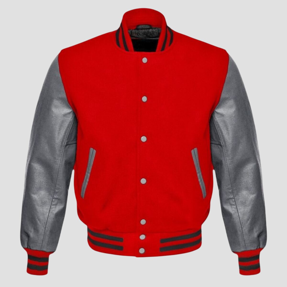 Men Red and Grey Baseball Varsity Jacket