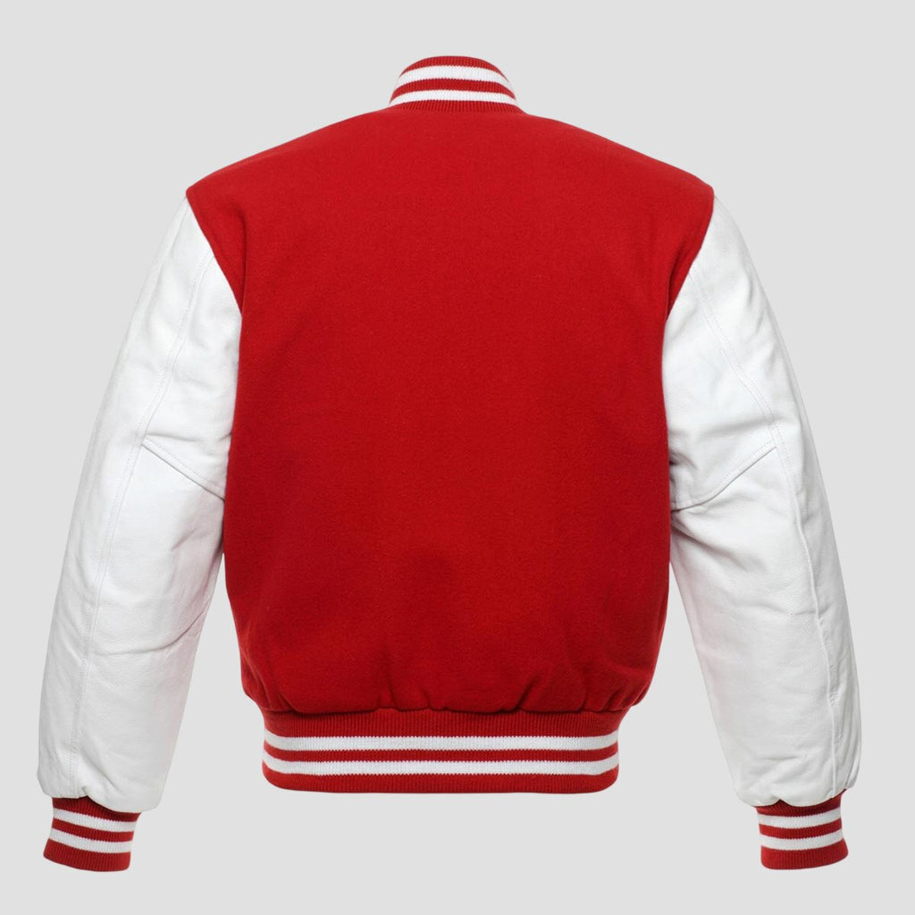 Men Red and White Baseball Varsity Jacket