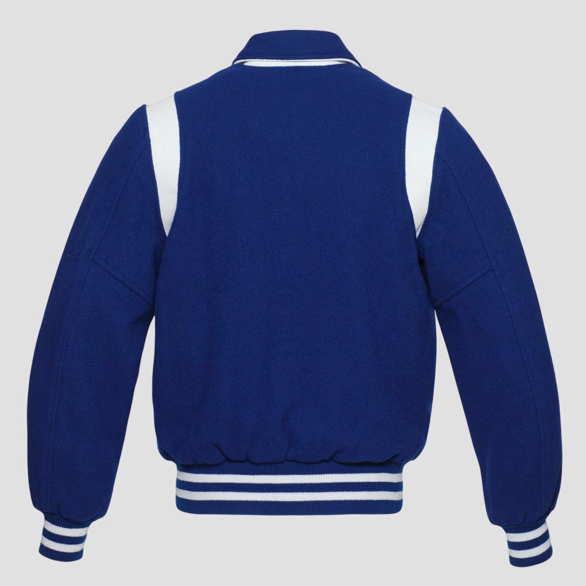Men Royal Blue and White Wool Varsity Jacket
