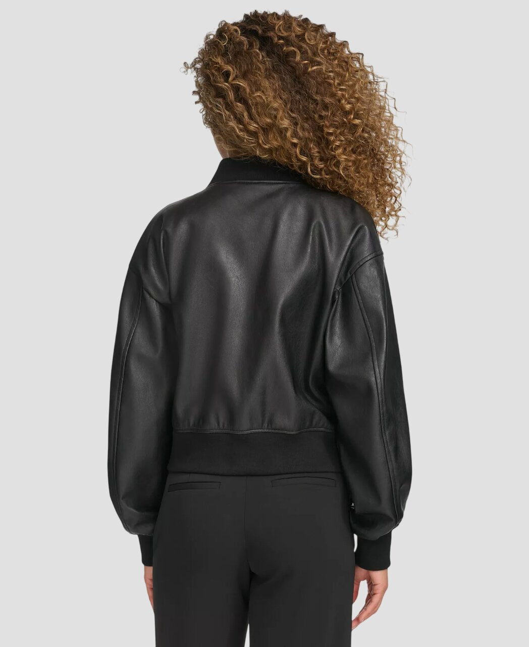 Women Black Leather Varsity Bomber Jacket