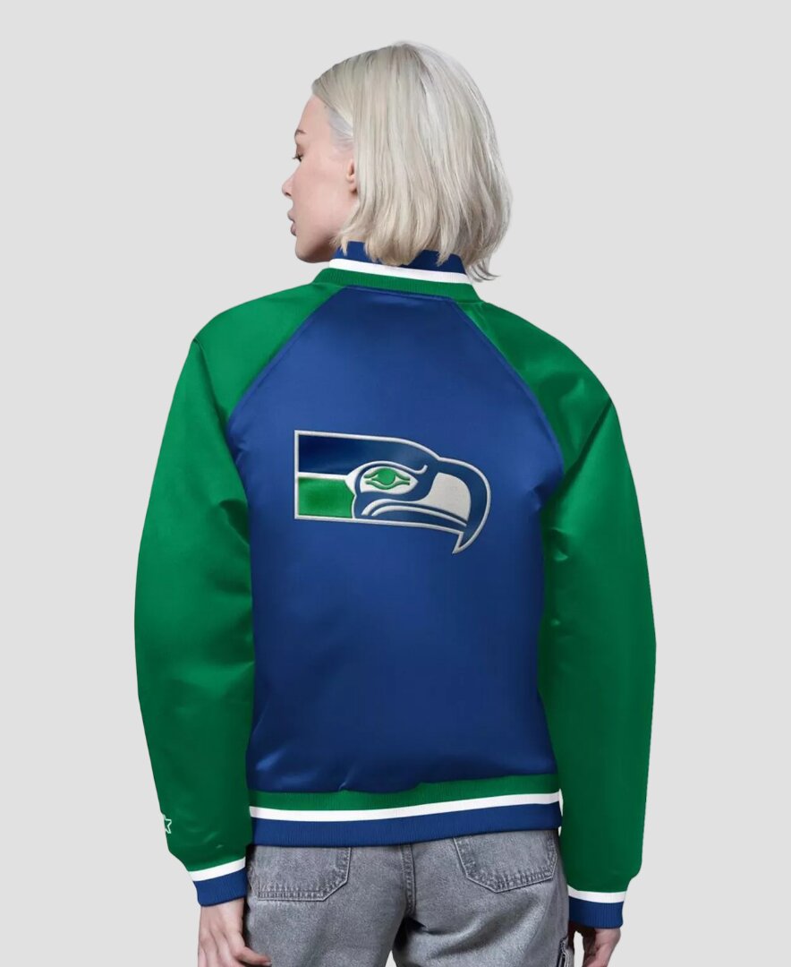 Women Seattle Seahawks Satin Varsity Jacket