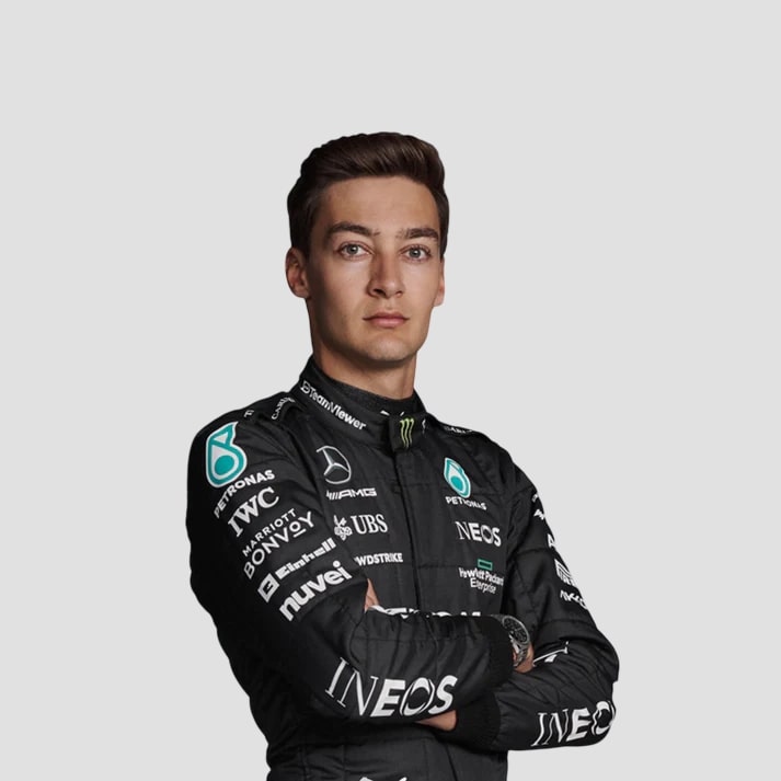 George Russell Inspired Stylish Black Racing Suit