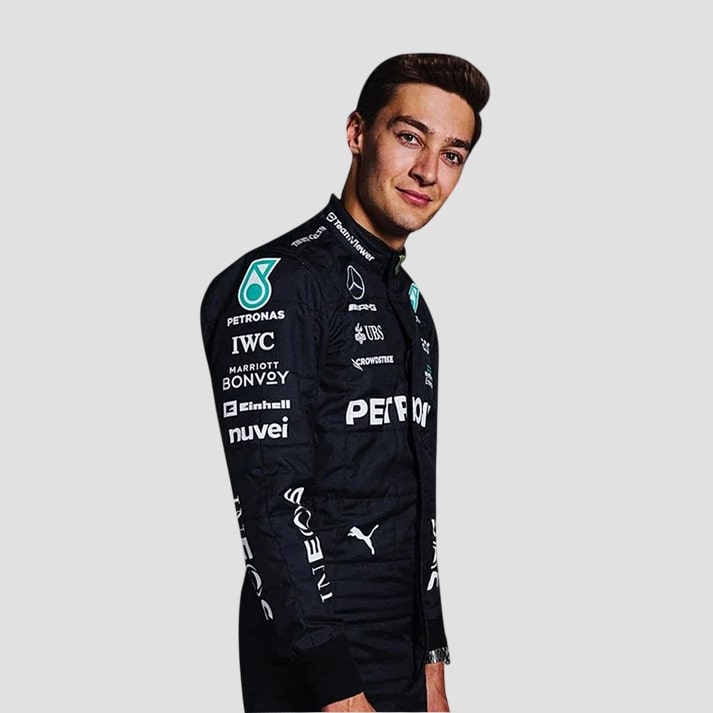 George Russell Inspired Stylish Black Racing Suit