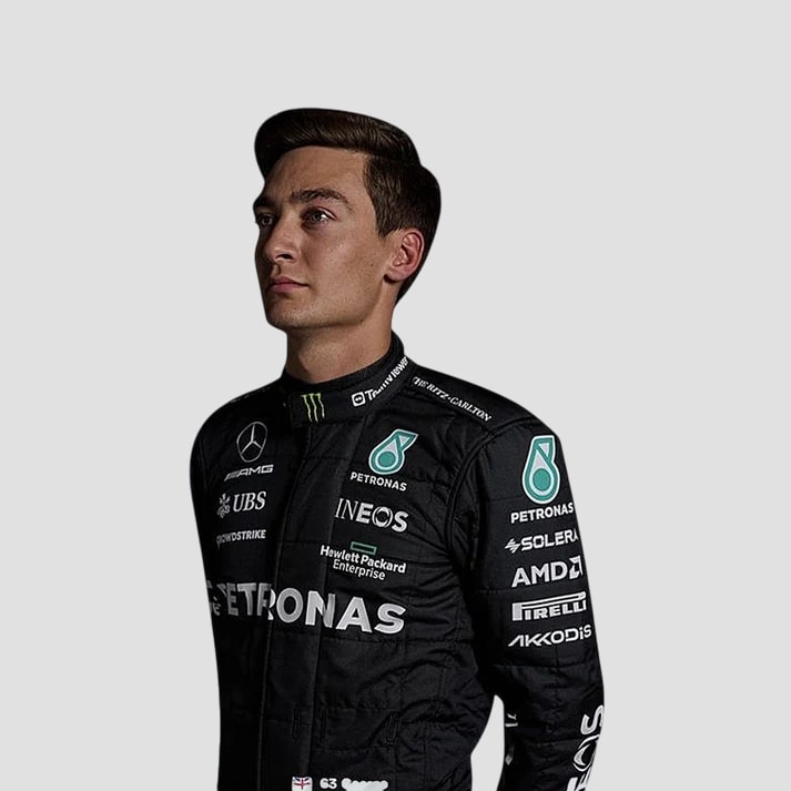 George Russell Inspired Stylish Black Racing Suit