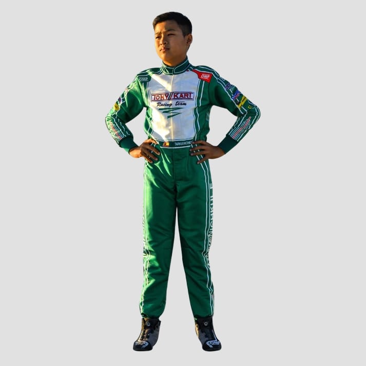 Green & White Pro Kart Racing Suit