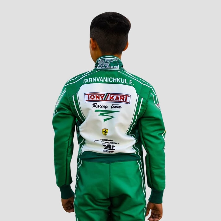 Green & White Pro Kart Racing Suit