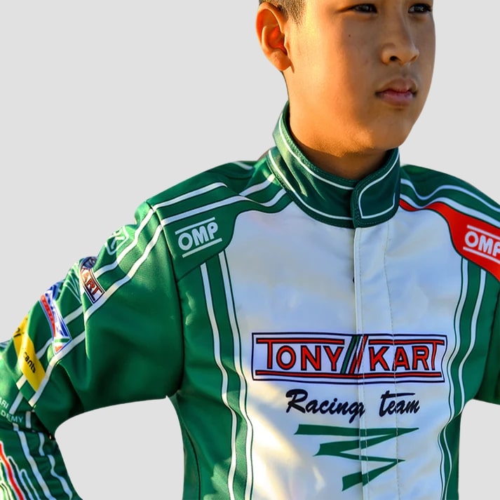 Green & White Pro Kart Racing Suit
