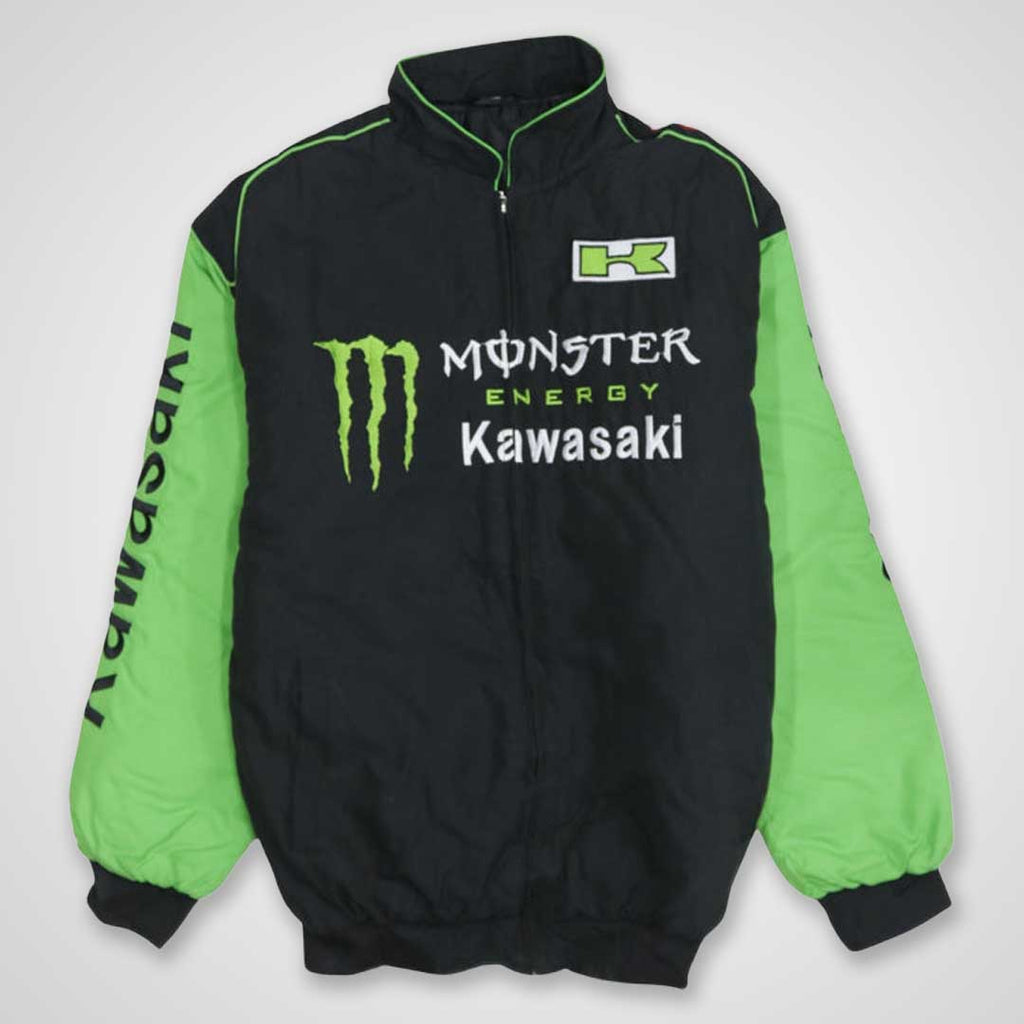 90’s Vintage Black and Green Racing Jacket 