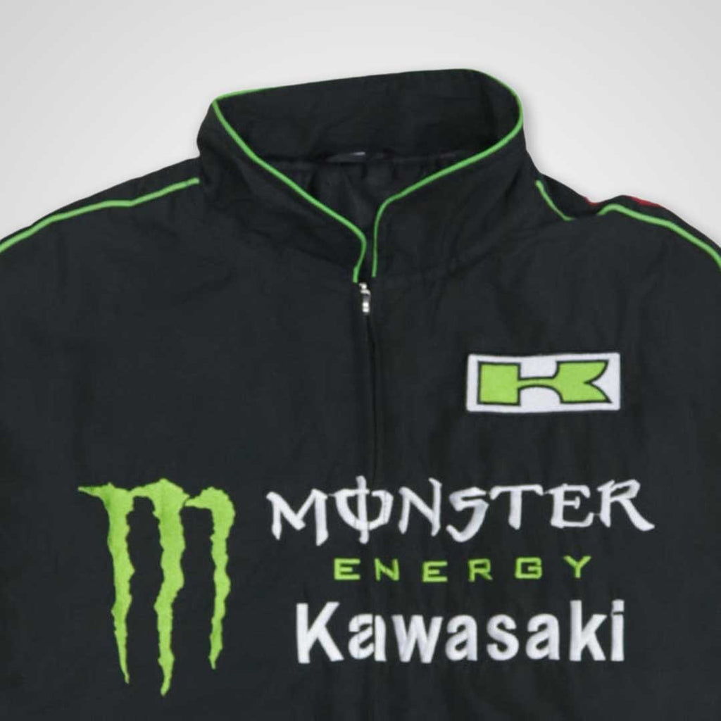 90’s Vintage Black and Green Racing Jacket 