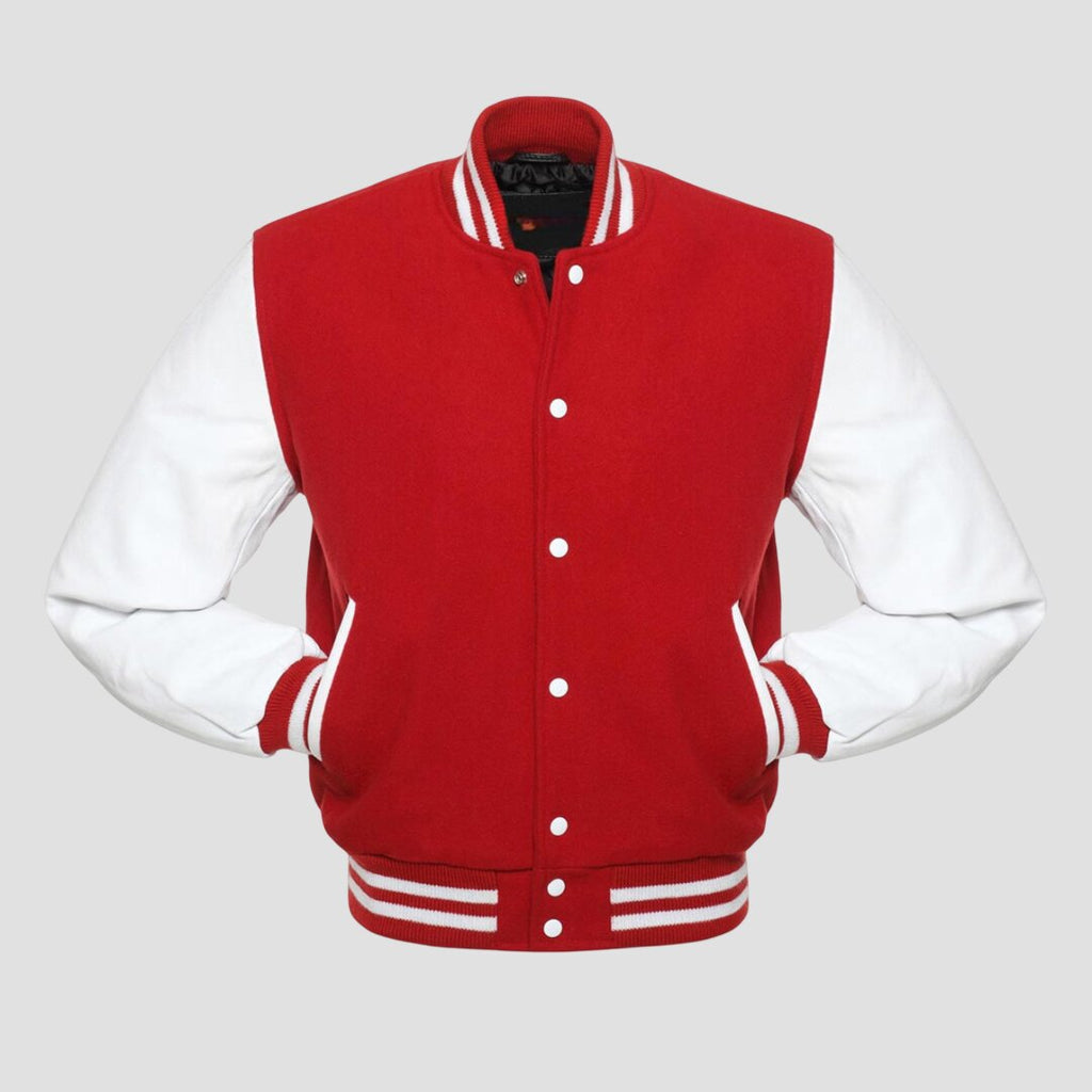 Men Red and White Baseball Varsity Jacket