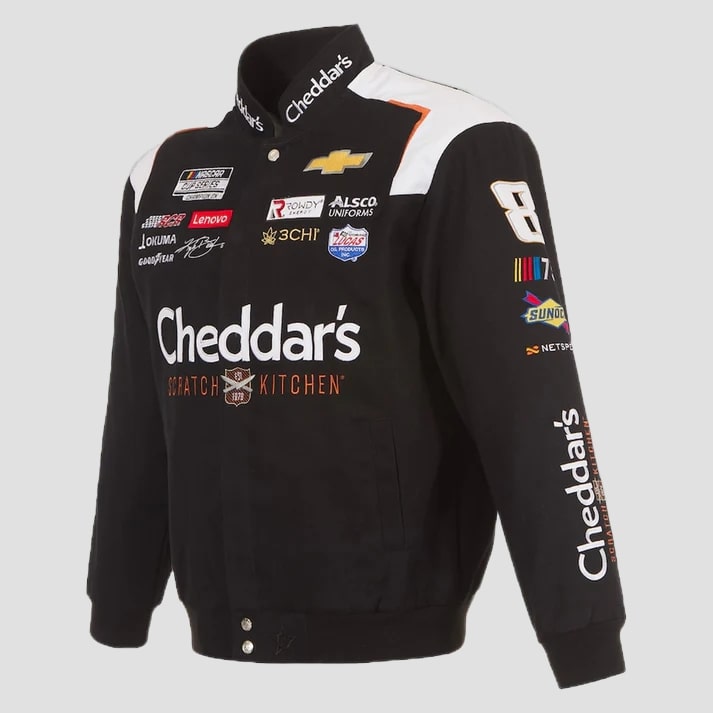 Men's Black Cotton Twill Racing Style Jacket