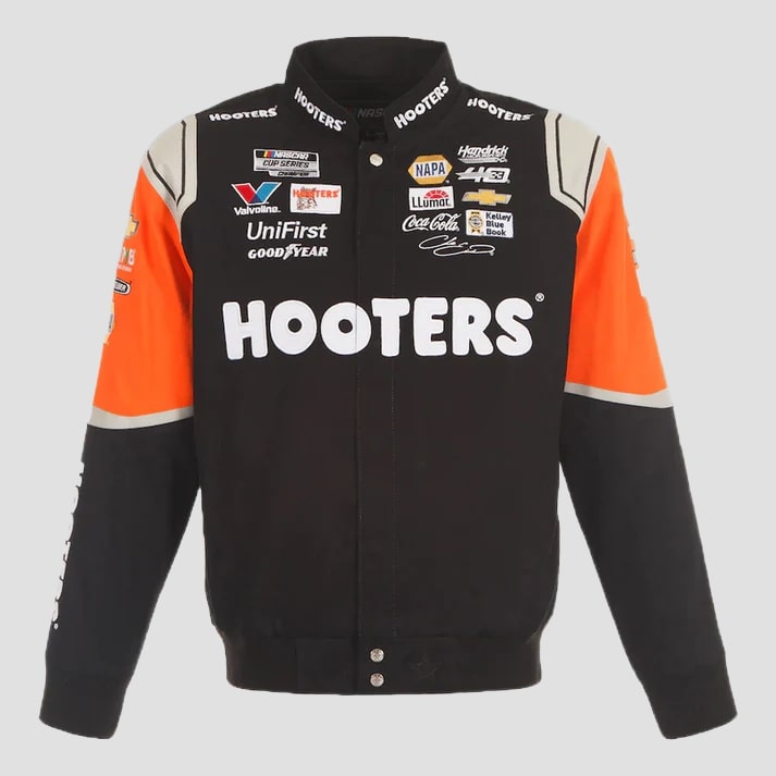 Men's Black & Orange Twill Racing Style Jacket