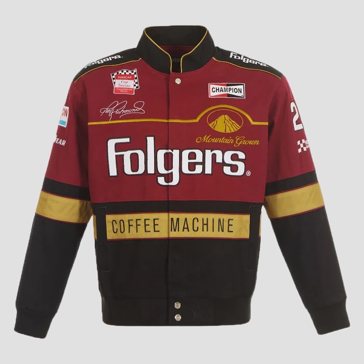 Men's Maroon & Black Twill Racing Style Jacket