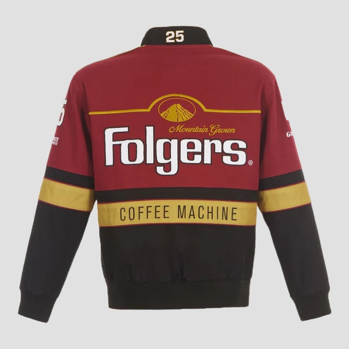 Men's Maroon & Black Twill Racing Style Jacket
