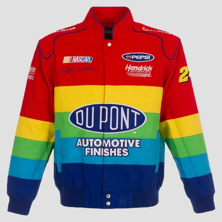 Men's Rainbow Color Twill Racing Style Jacket