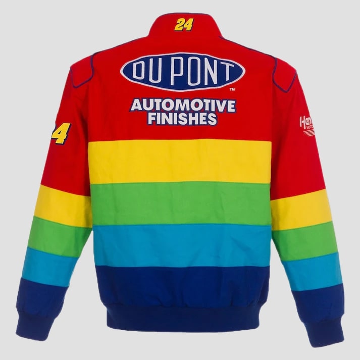 Men's Rainbow Color Twill Racing Style Jacket
