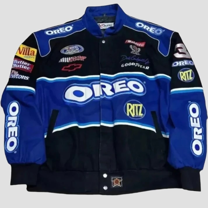 Men's Vintage Blue & Black Racing Style Jacket