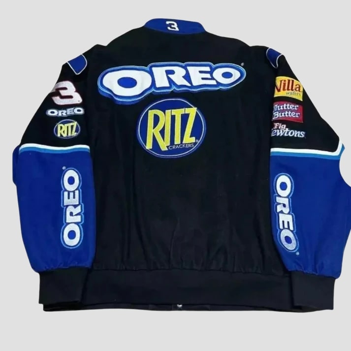 Men's Vintage Blue & Black Racing Style Jacket