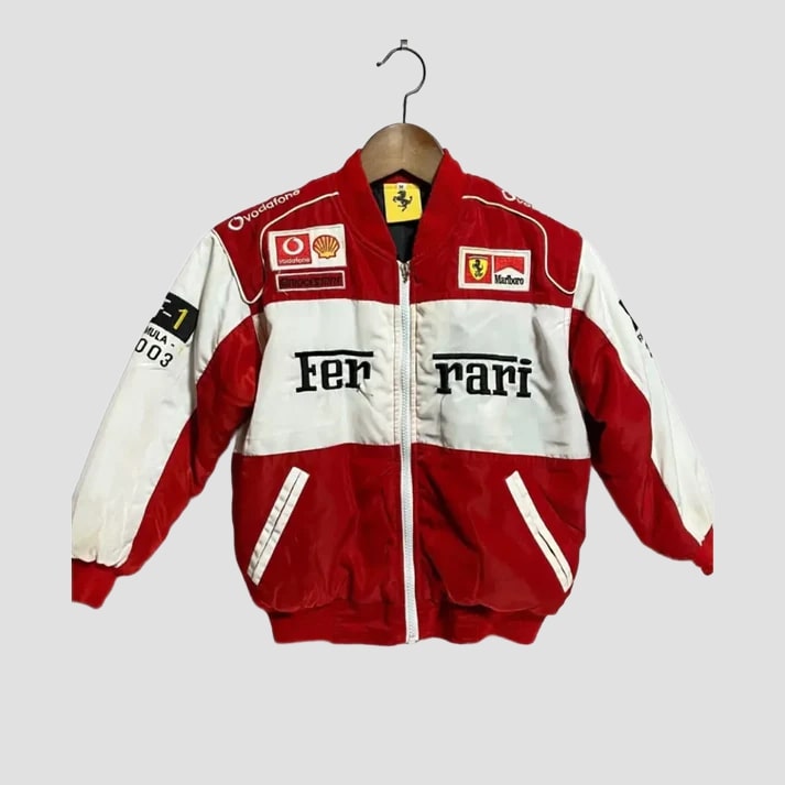 Men's Vintage Red & White Racing Style Jacket