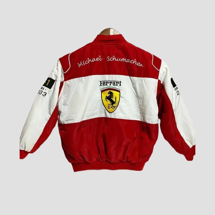 Men's Vintage Red & White Racing Style Jacket