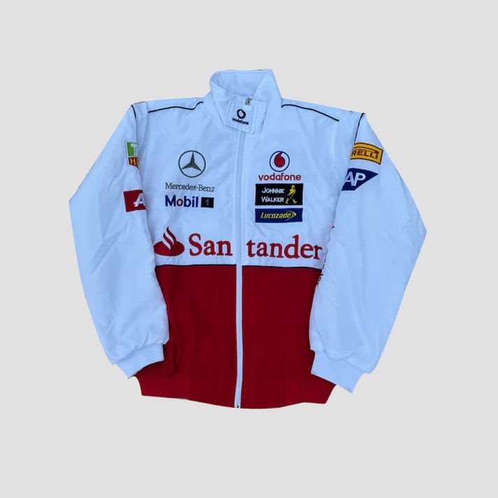 Men's Vintage White & Red Racing Style Jacket