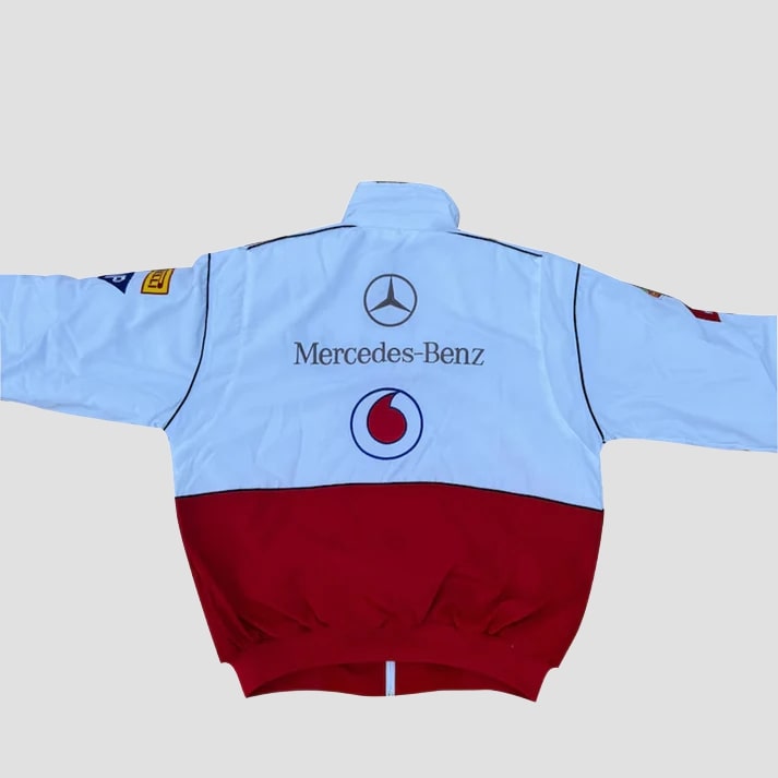 Men's Vintage White & Red Racing Style Jacket