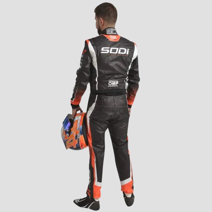 Stylish Black & Orange Kart Racing Suit
