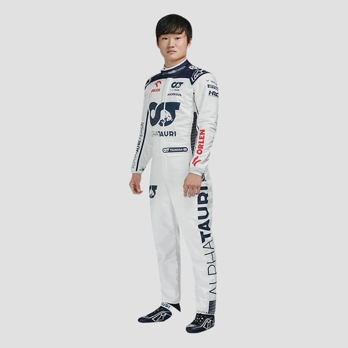 Stylish White & Blue Motorsport Racing Suit