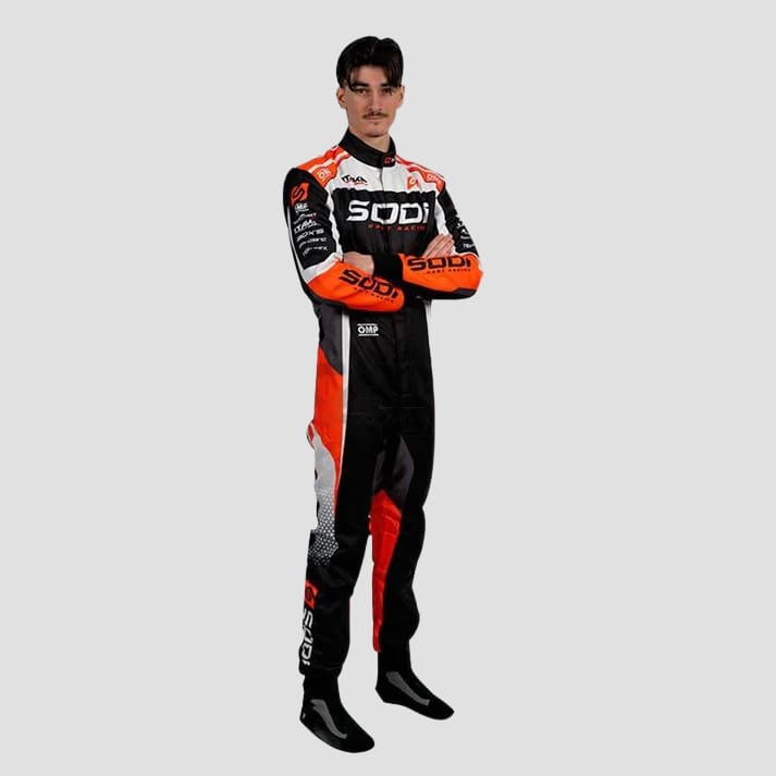 Timeless Black & Orange Kart Racing Suit