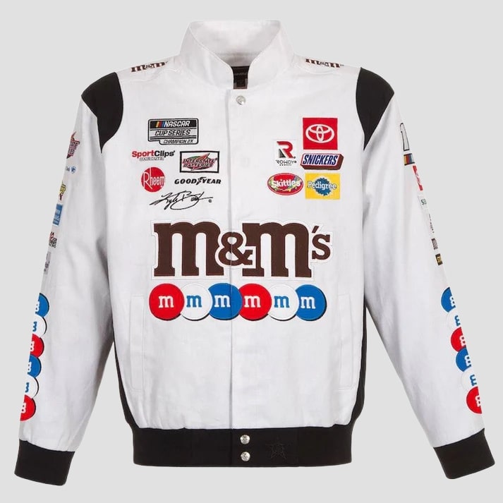 White Multicolor Twill Racing Fan Jacket