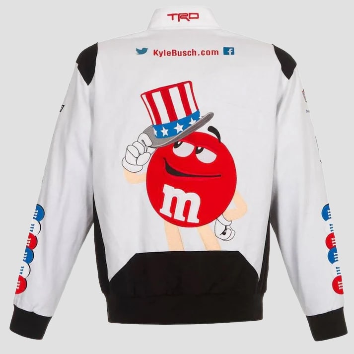 White Multicolor Twill Racing Fan Jacket