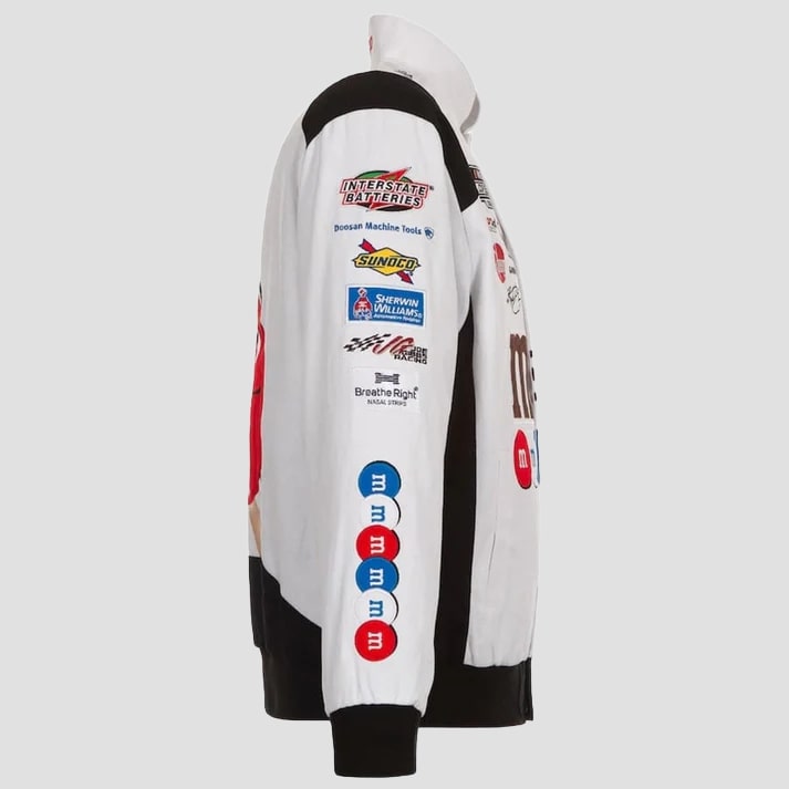 White Multicolor Twill Racing Fan Jacket