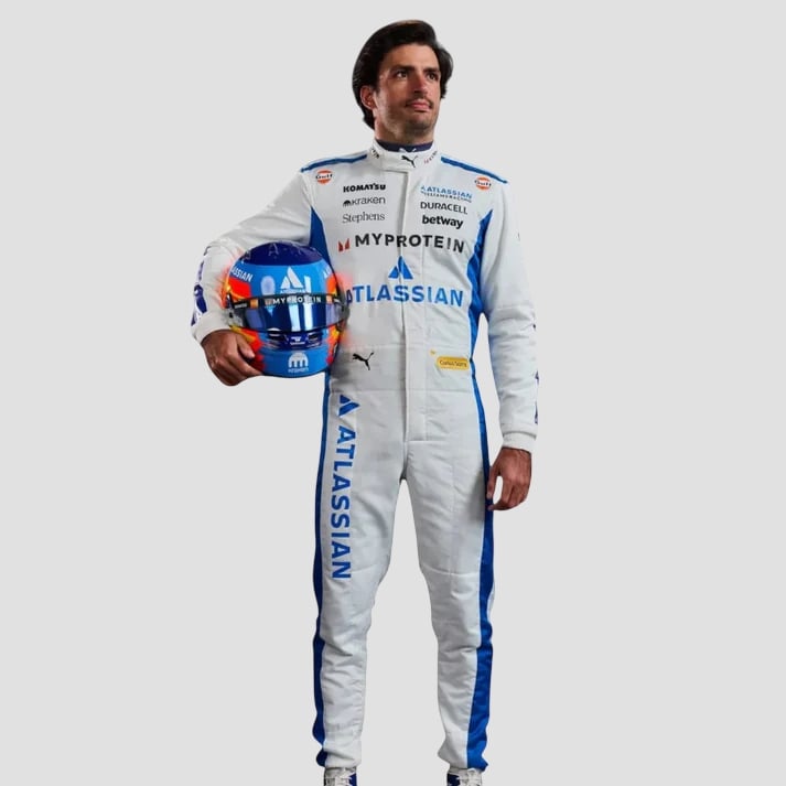 White & Blue Performance Racing Suit Inspired by Pro Driver Style