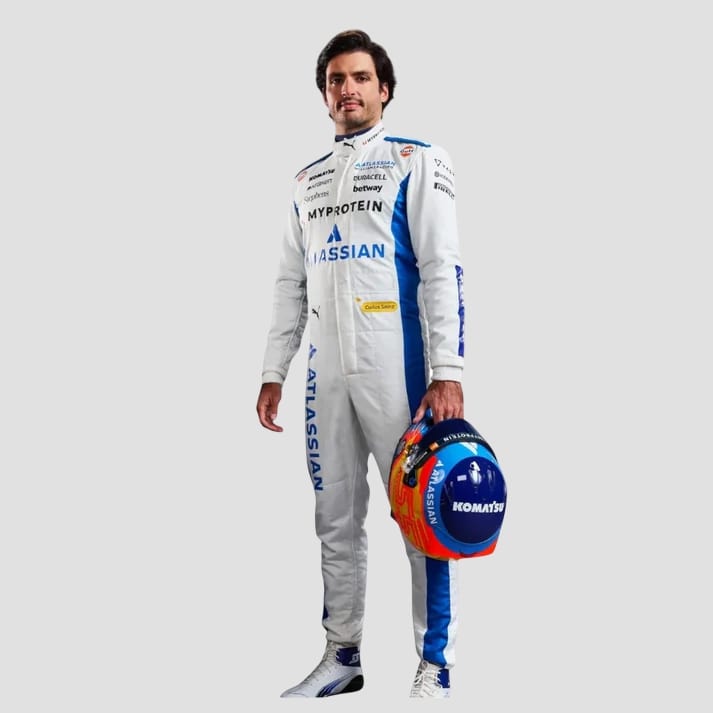 White & Blue Performance Racing Suit Inspired by Pro Driver Style