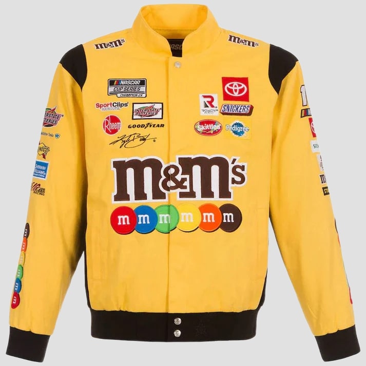 Yellow Multicolor Twill Racing Fan Jacket