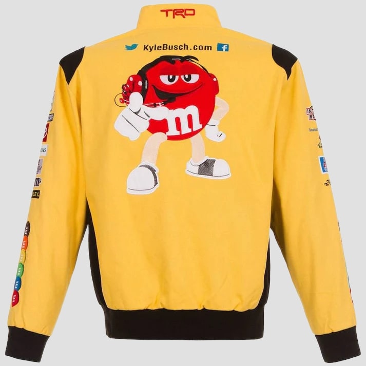 Yellow Multicolor Twill Racing Fan Jacket